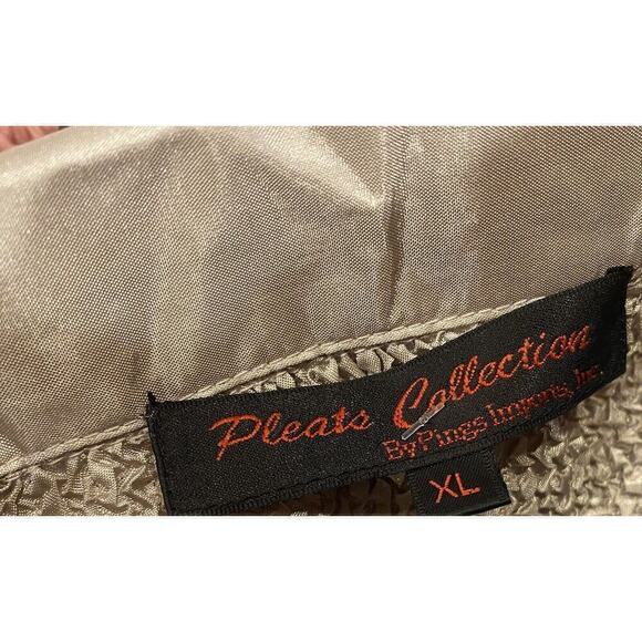 Gold Button Up Blouse Vintage Pleats Collection Pings Imports XL Glam Retro 70s - Picture 6 of 10